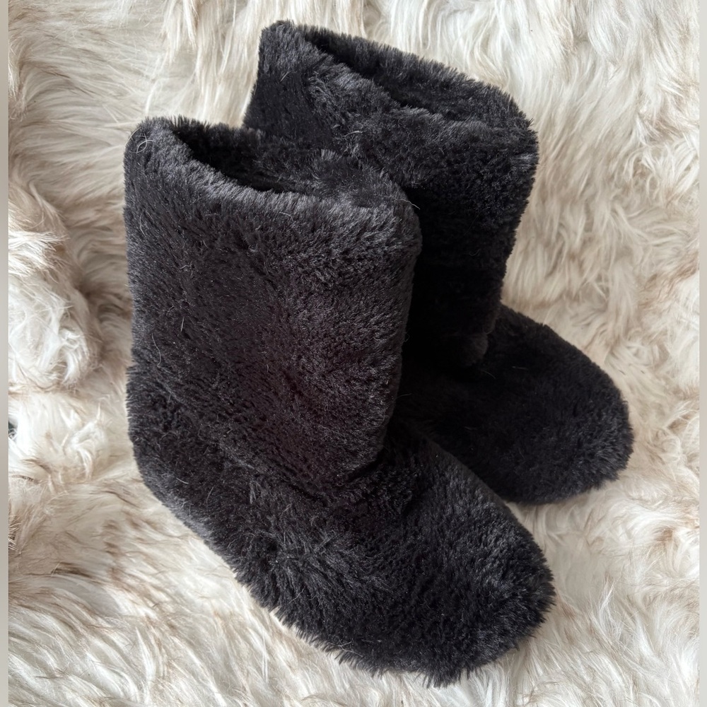 La Senza Furry Boot Slippers Black